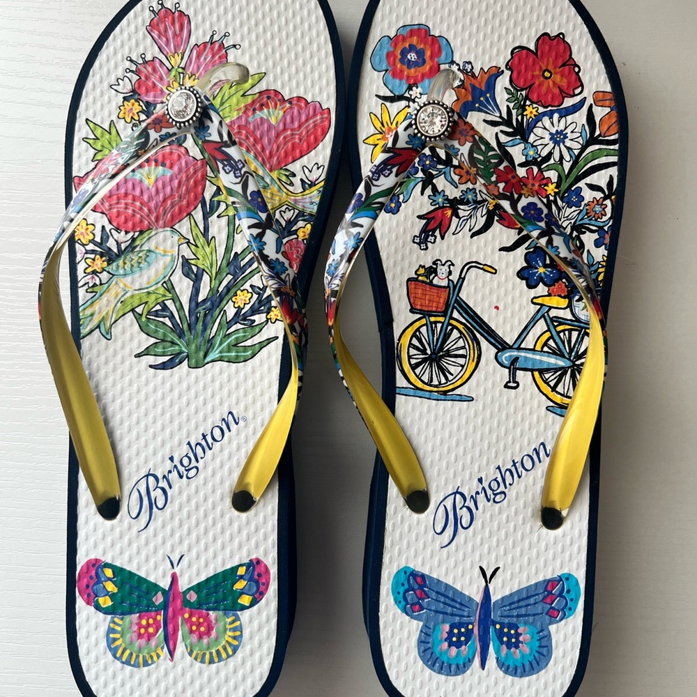 Brighton Sunny Floral Wedge Flip Flops